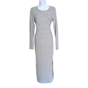 Light Grey Ribbed Long Sleeve Midi Skirt Size Large
